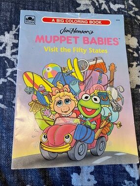 Vintage 1993 Golden Coloring Book Jim Henson's Muppet Babies Visit Fifty States